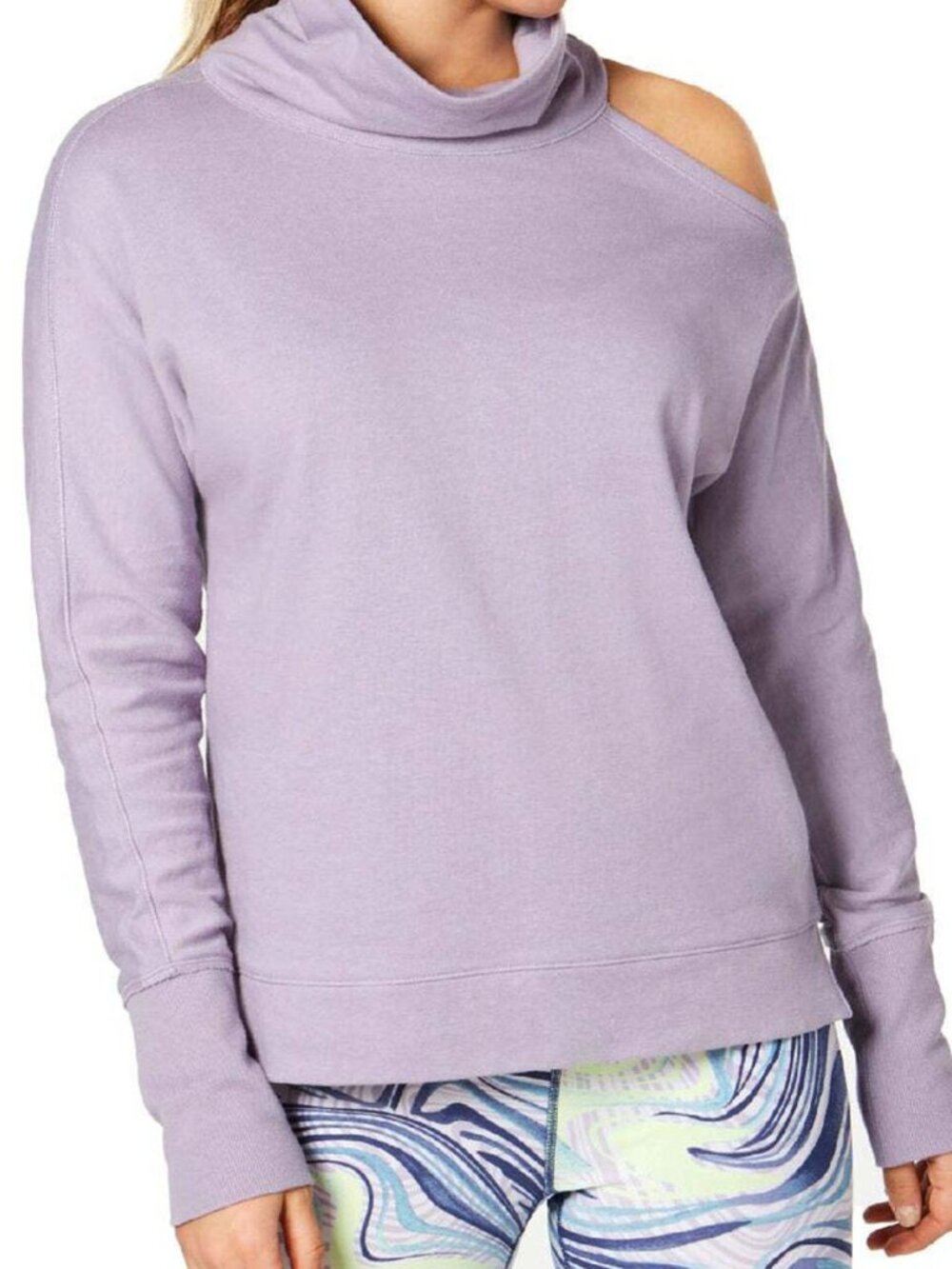Calvin Klein Womens Mock Neck Cold Shoulder Top